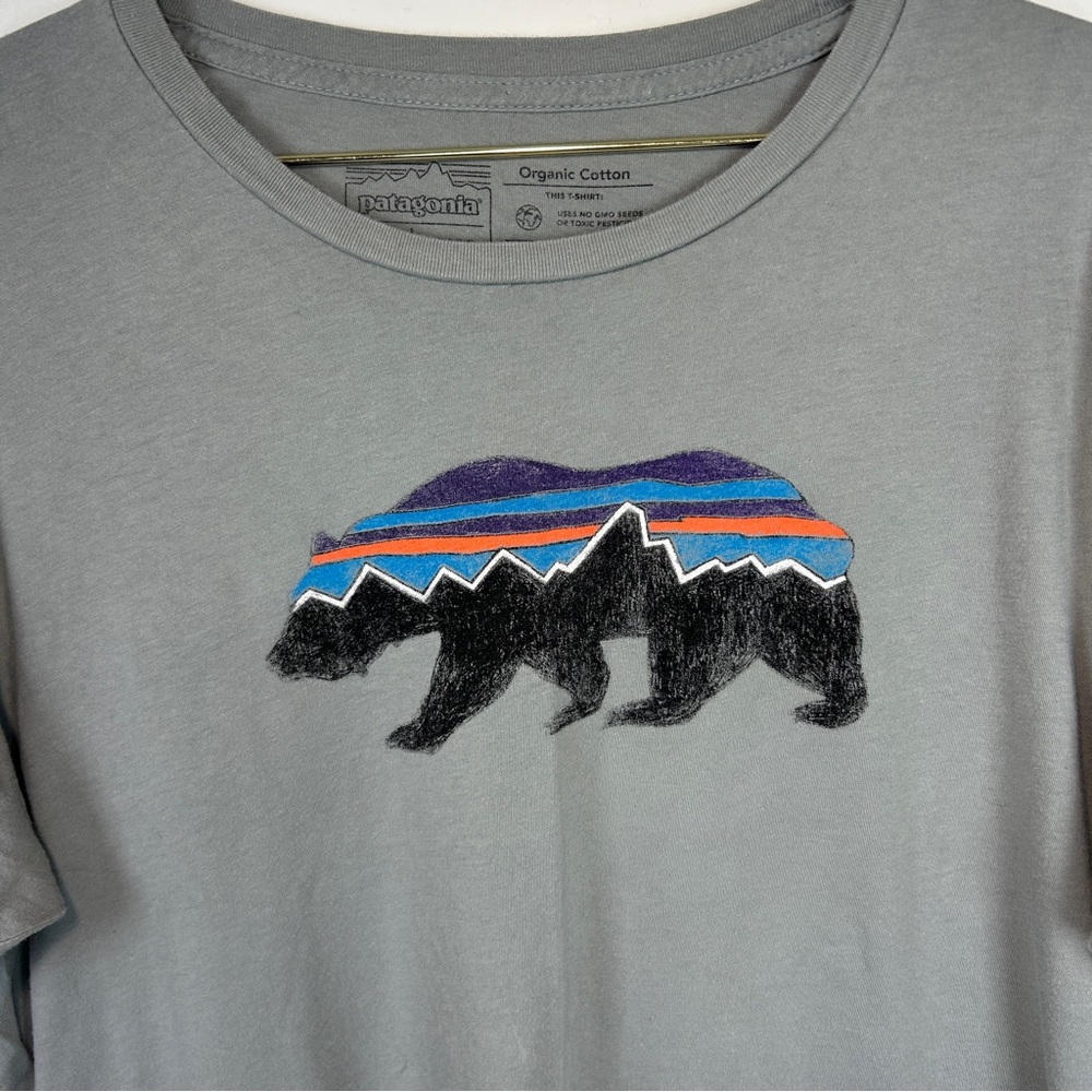 Patagonia Bear Logo Organic Cotton Tee Shirt Slim Fit Men’s Size Large L 🌿 - Picture 3 of 11